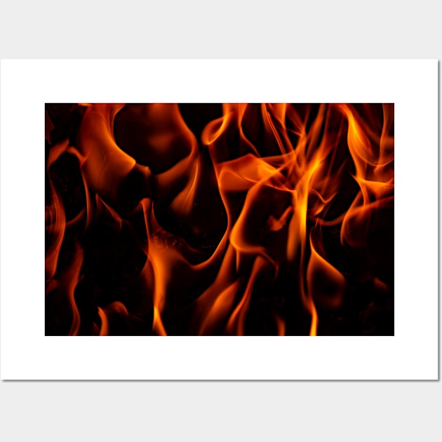 Dancing flames on black background Wall Art by IHX